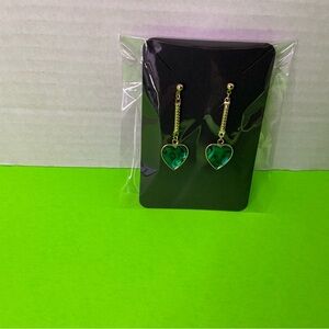 Green Heart Drop Earrings